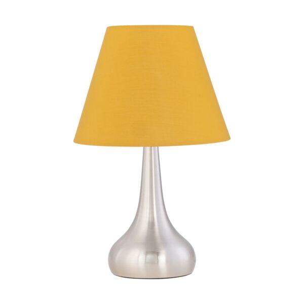 Romana - Brushed Chrome Touch Operated Table Lamp with Ochre Shade