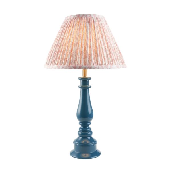 Endon Lighting - Myrtle & Leaf 30cm - 114936 - Blue Warm Brass Peach Table Lamp With Shade