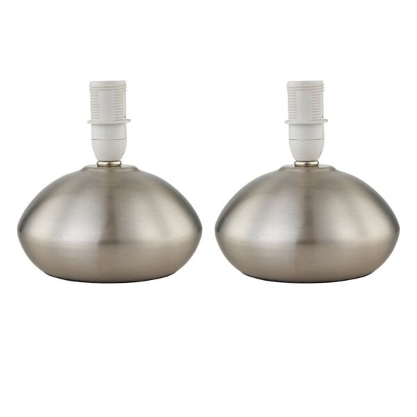 Set of 2 Jenson - Brushed Chrome 23cm Touch Table Lamp Bases