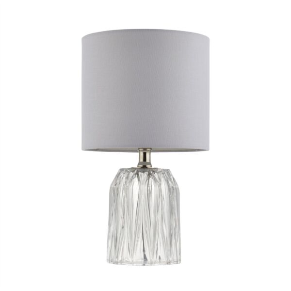 Glacier - 35cm Glass Table Light with White Linen Shade