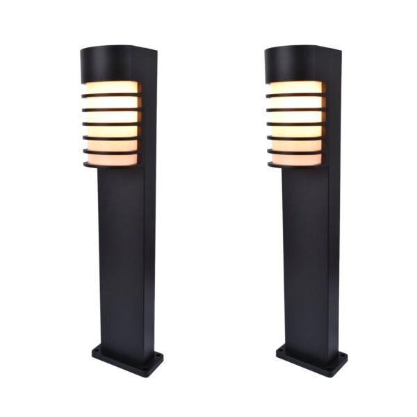 Set of 2 Fulton - Black Opal IP54 Outdoor Post Lights