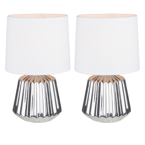 Set of 2 Jess - Chrome Ceramic Lamps