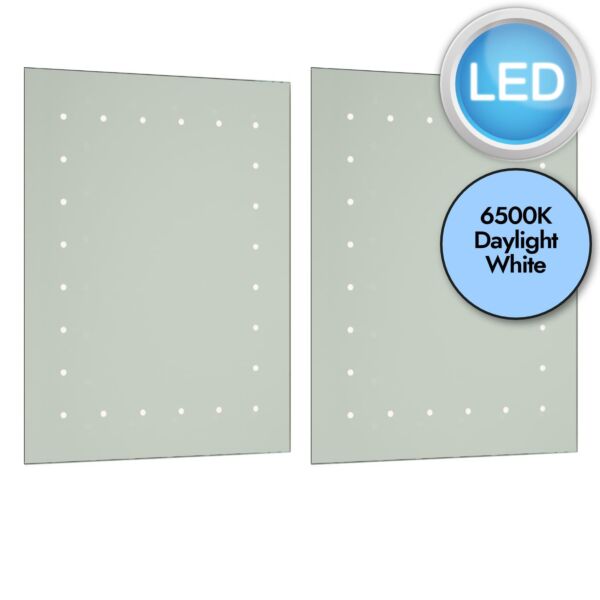 Pair of Battery Operated Rectangular LED Illuminated Bathroom Mirrors