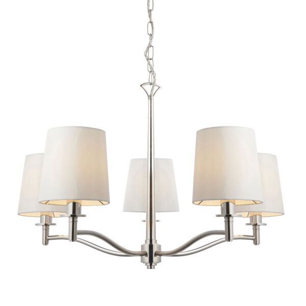 Endon Lighting - Ortona - 95826 - Nickel White 5 Light Ceiling Pendant Light