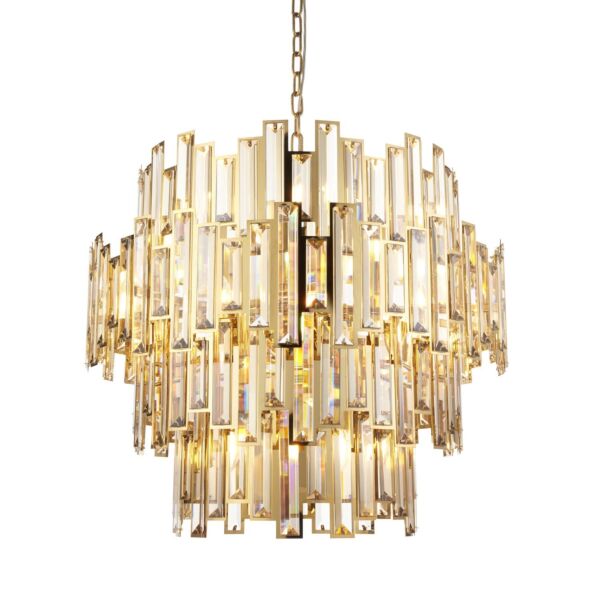 Ray - Gold Champagne Crystal Glass 15 Light Ceiling Pendant Light