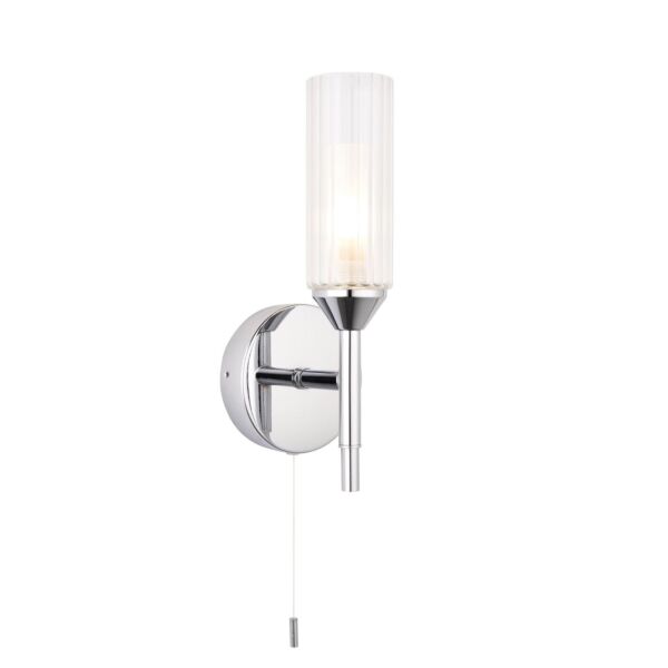 Westchester - Chrome & Clear Glass IP44 Pull Cord Bathroom Wall Light