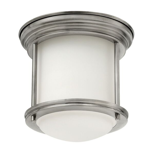 Quintiesse - QN-HADRIAN-MINI-F-AN-OPAL - Hadrian 1 Light Flush Mount - Opal Glass - Antique Nickel