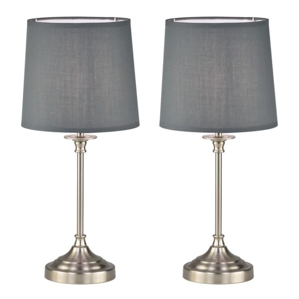 Set of 2 Chester - Brushed Nickel Lamps