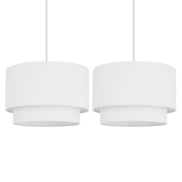 Pair of White 2 Tier Ceiling Light Shades