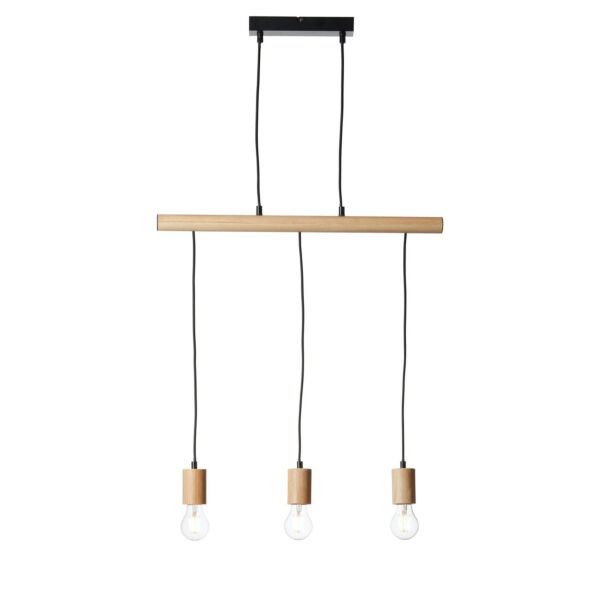 Endon Lighting - Sven - 101678 - Black Natural Wood 3 Light Bar Ceiling Pendant Light