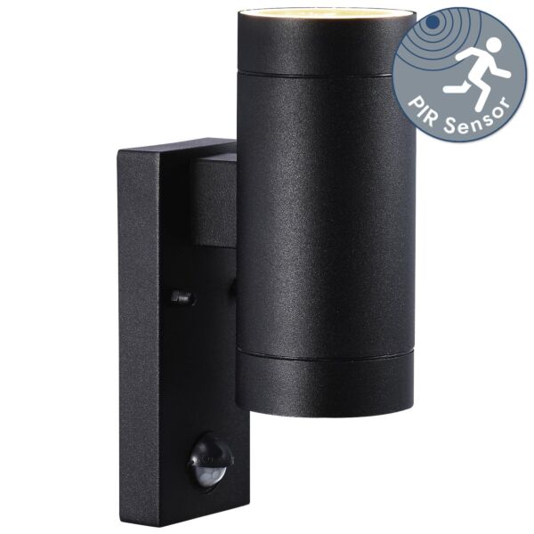 Nordlux - Tin Maxi Sensor - 21519103 - Black Clear Glass 2 Light IP54 Outdoor Sensor Wall Light