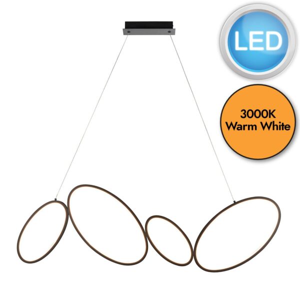 Endon Lighting - Ovals - 97628 - LED Black White 4 Light Bar Ceiling Pendant Light