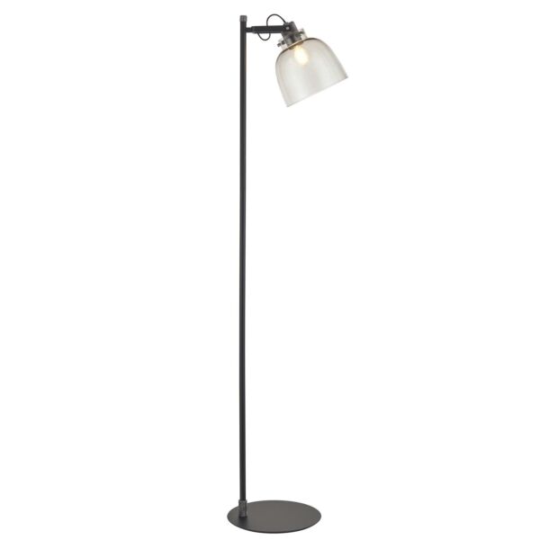 Fortune - Black Chrome Smoked Glass Floor Reading Lamp