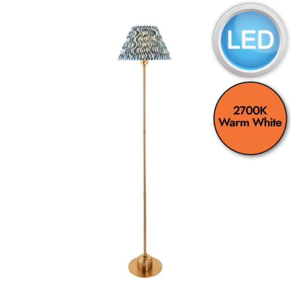 Endon Lighting - Burley Rechargeable & Ripple 30cm - 114778 - LED Aged Brass Blue Touch Floor Lamp