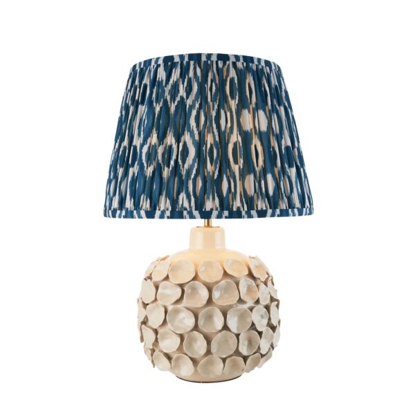 Endon Lighting - Borello & Ikat 35cm - 116405 - Cream Crackle Aged Brass Blue Ceramic Table Lamp With Shade