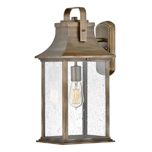 Quintiesse - Grant - QN-GRANT-L-BU - Burnished Bronze Clear Seeded Glass IP44 Outdoor Wall Light