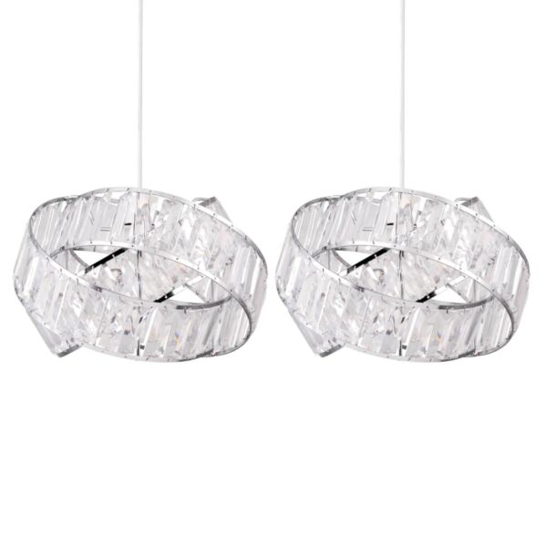 Set of 2 Clear Jewelled Layered Twist Ceiling Light Shades