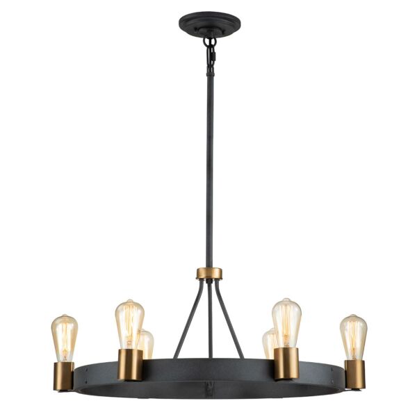 Quintiesse - Silas - QN-SILAS-6P-DZ - Aged Zinc Heritage Brass 6 Light Chandelier