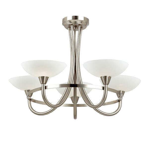 Endon Lighting - Cagney - CAGNEY-5SC - Chrome White Glass 5 Light Flush Ceiling Light