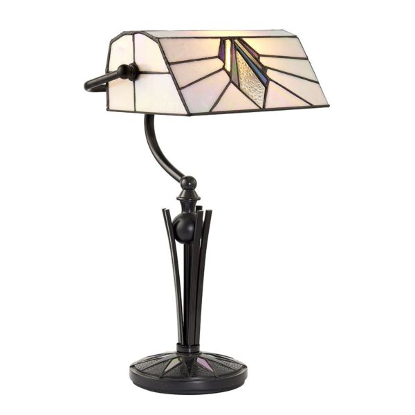 Interiors 1900 - Astoria - 70909 - Black With Glass Inserts Tiffany Task Table Lamp