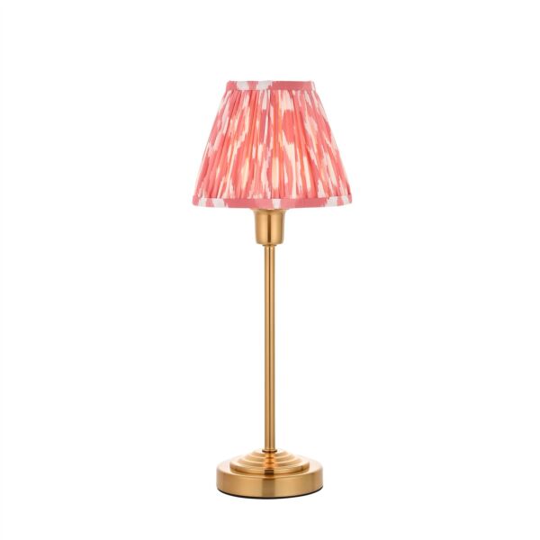 Endon Lighting - Rise - 120753 - Vintage Brass Pink Table Lamp With Shade