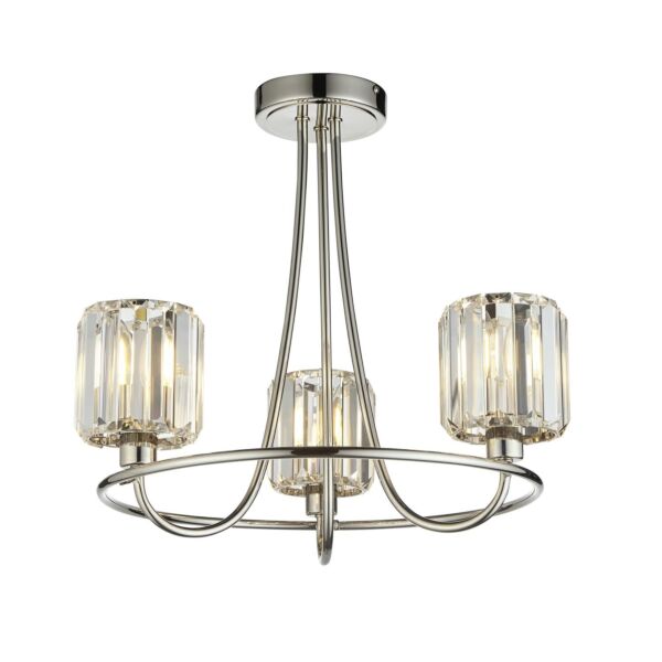 Endon Lighting - Berenice - 104107 - Nickel Clear Glass 3 Light Flush Ceiling Light