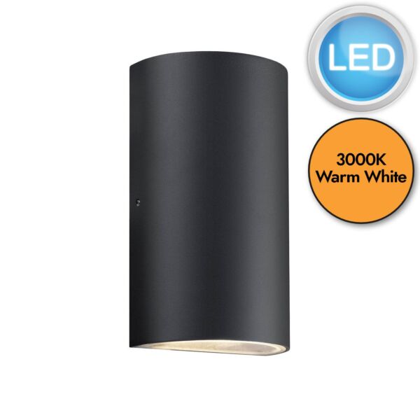 Nordlux - Rold Round - 84141003 - LED Black Clear Glass 2 Light IP44 Outdoor Wall Washer Light