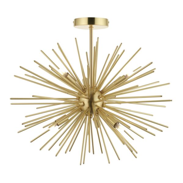 Endon Lighting - Orta - 98126 - Satin Brass 6 Light Flush Ceiling Light