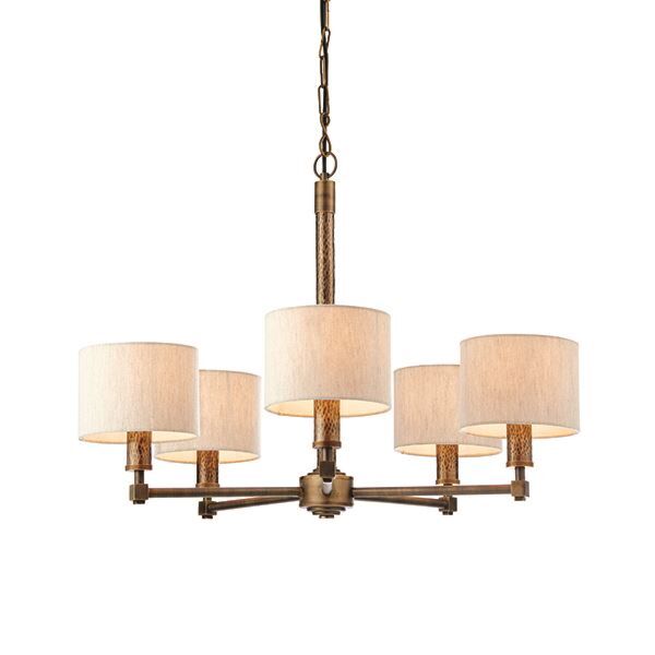 Endon Lighting - Indara - 71345 - Hammered Bronze Natural 5 Light Ceiling Pendant Light