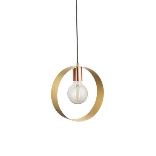 Endon Lighting - Hoop - 97664 - Brushed Brass Copper Ceiling Pendant Light