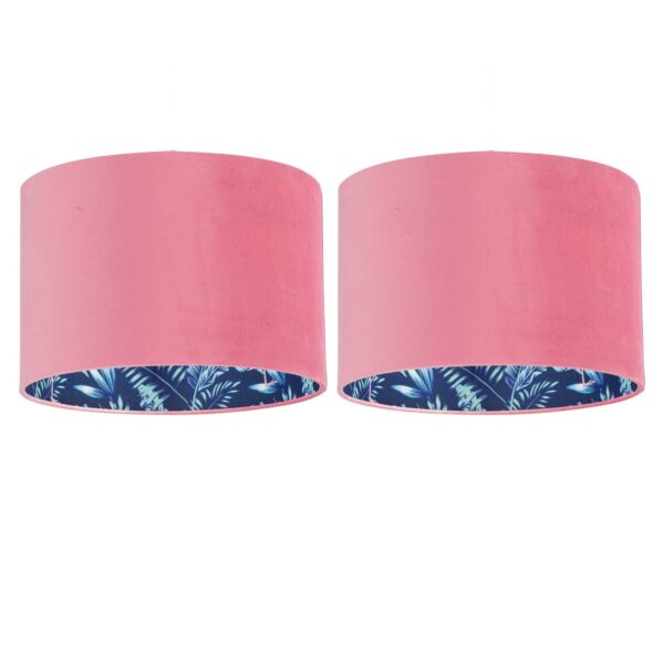 Set of 2 Flamingo - Velvet Pink Flamingo Design 30cm Pendant or Table Lamp Shades