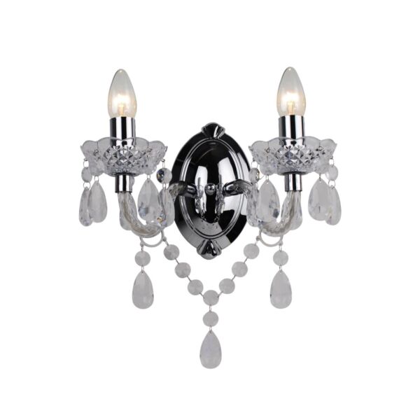 Clear Acrylic and Chrome Marie Therese Style 2 x 40W Wall Light