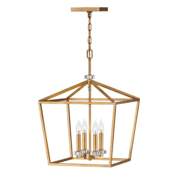 Quintiesse - Stinson - QN-STINSON-4P-L-DBR - Distressed Brass 4 Light Ceiling Pendant Light