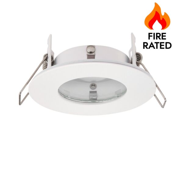 Saxby Lighting - Speculo - 79978 - White Clear Glass IP65 Round Bathroom Recessed Fire Rated Ceiling Downlight