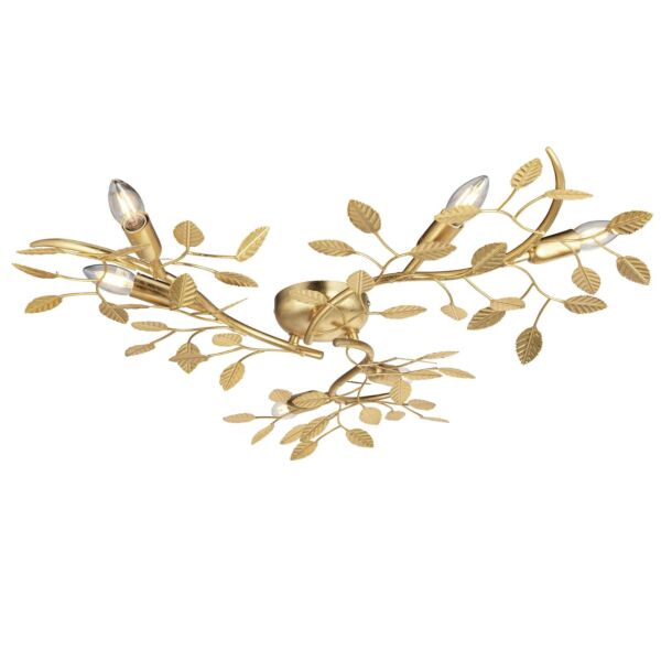 Row - Gold Leaf 6 Light Flush Ceiling Light