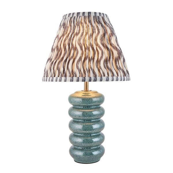 Endon Lighting - Squash & Ripple 25cm - 116486 - Ocean Spray Aged Brass Grey Ceramic Table Lamp With Shade