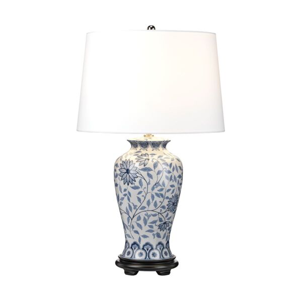 Elstead Lighting - Ying - DL-YING-TL - Blue And White Wood Ceramic Table Lamp With Shade