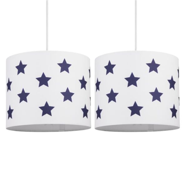 Set of 2 White with Blue Stars 25cm Light Shades