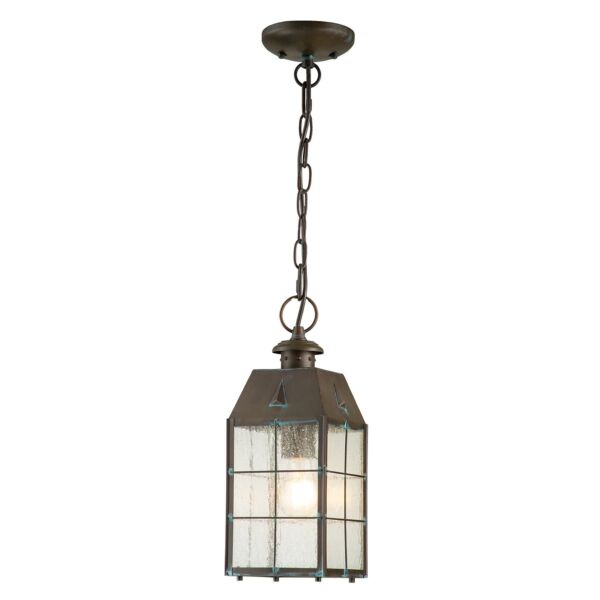 Quintiesse - Nantucket - QN-NANTUCKET8-M-AS - Aged Brass Clear Seeded Glass IP44 Outdoor Ceiling Pendant Light