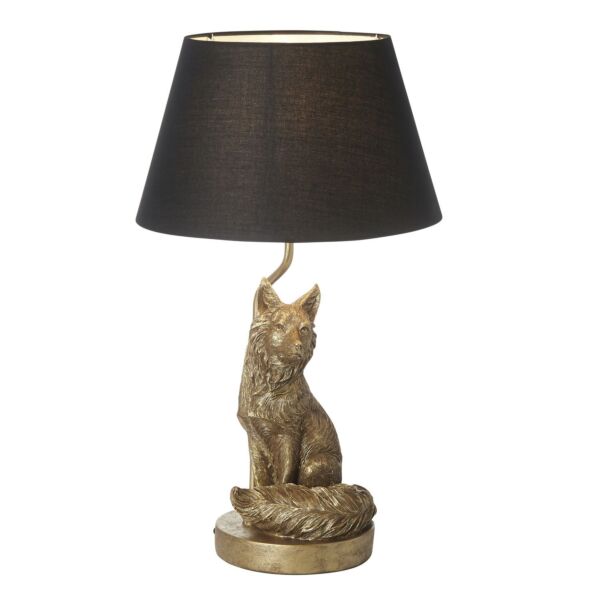 Endon Lighting - Fox - 106796 - Vintage Gold Black Table Lamp With Shade