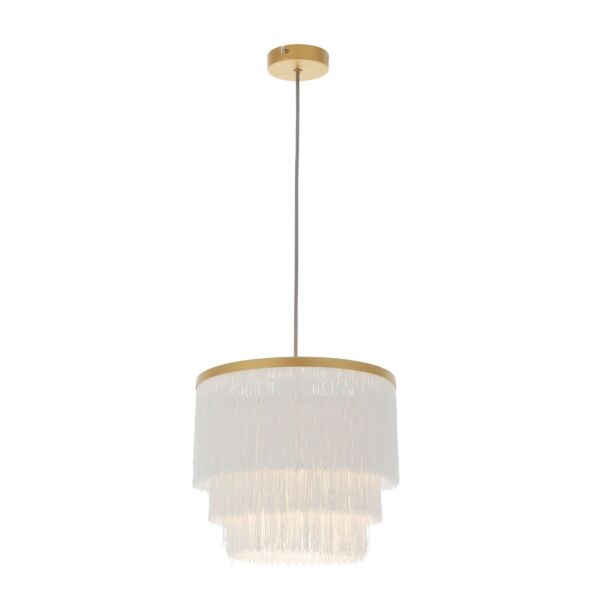 Ruffle - Matt Gold with White Tassells 1 Light Pendant