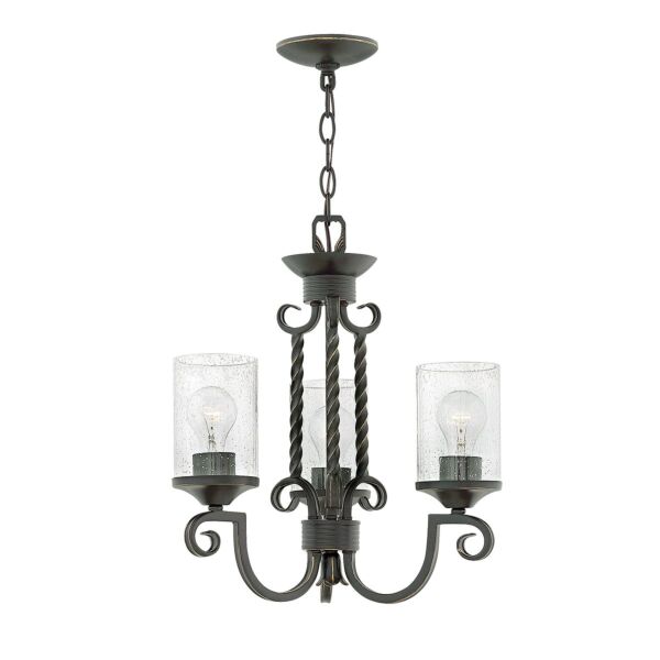 Hinkley Lighting - Casa - HK-CASA3 - Black Clear Seeded Glass 3 Light Chandelier