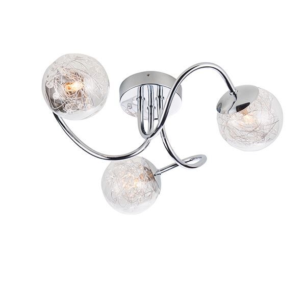 Endon Lighting - Auria - 76880 - Chrome Clear Glass 3 Light Flush Ceiling Light