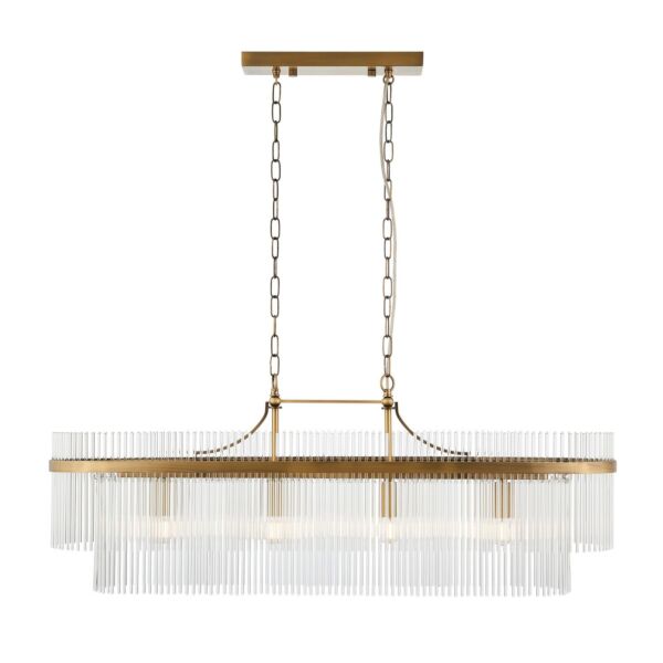 Endon Lighting - Marietta - 112573 - Antique Brass Clear Glass 4 Light Bar Ceiling Pendant Light