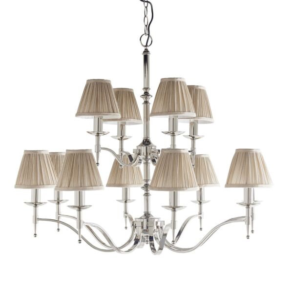 Interiors 1900 - Stanford - 63632 - Nickel Beige 12 Light Chandelier