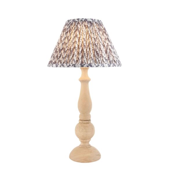 Endon Lighting - Hidcote & Leaf 30cm - 114743 - Natural Wood Aged Brass Grey Table Lamp With Shade