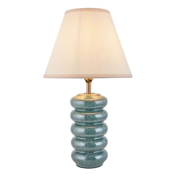 Endon Lighting - Squash & Ivy 25cm - 116492 - Ocean Spray Aged Brass Vintage White Ceramic Table Lamp With Shade