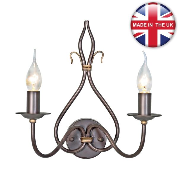 Elstead Lighting - Windermere - WM2 - Rustic Brown Gold 2 Light Wall Light