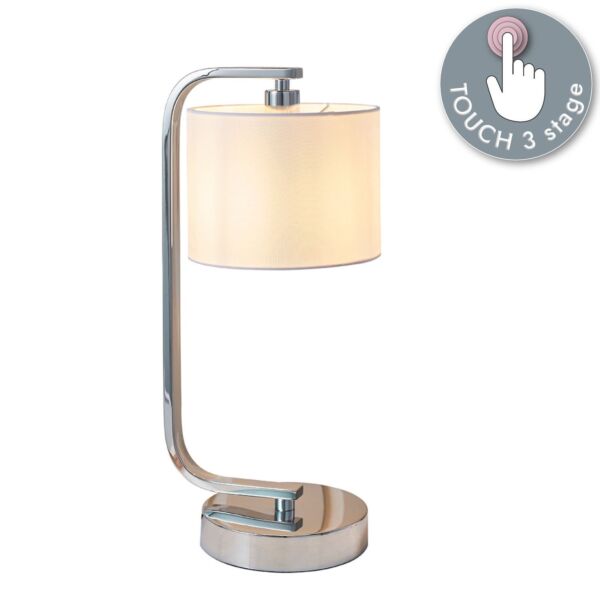 Endon Lighting - Canning - CANNING-TLCH - Chrome White Touch Table Lamp With Shade