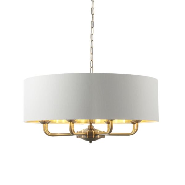 Endon Lighting - Highclere - 98938 - Antique Brass Vintage White 8 Light Ceiling Pendant Light